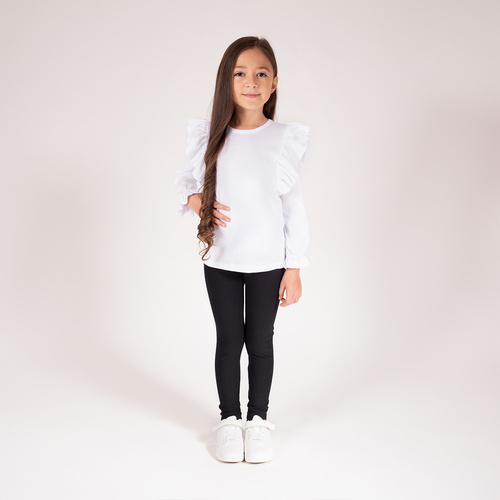 198282 Leggings pentru fete Viki Nicol - bumbac cu elastan, confortabil, negru, producție poloneză