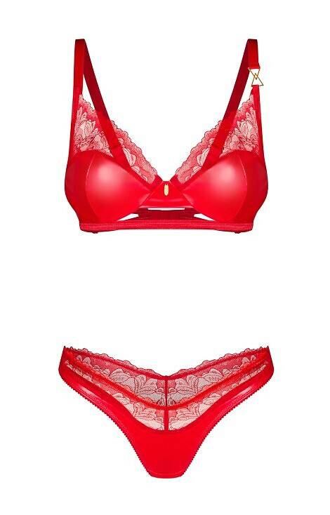 Aliosa Bra&Thong Komplet Biustonosz i stringi Obsessive - czerwony