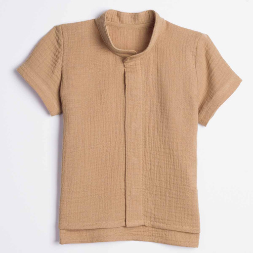 Cămașă băieți Nicol 224352 mușelin 100% bumbac mânecă scurtă - caramel