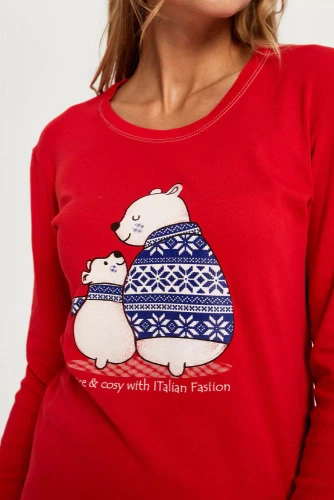Arktyka Pijama de damă cu mânecă lungă, pantaloni lungi Italian Fashion - roșu/print