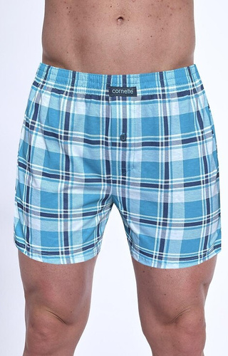 945/09 Boxer bărbați Cornette – pachet de 3 bumbac, turcoaz/albastru marin/cadrat