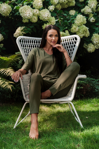 Set cu mânecă scurtă pentru femei Paramo, lungime. pantaloni Italian Fashion - kaki