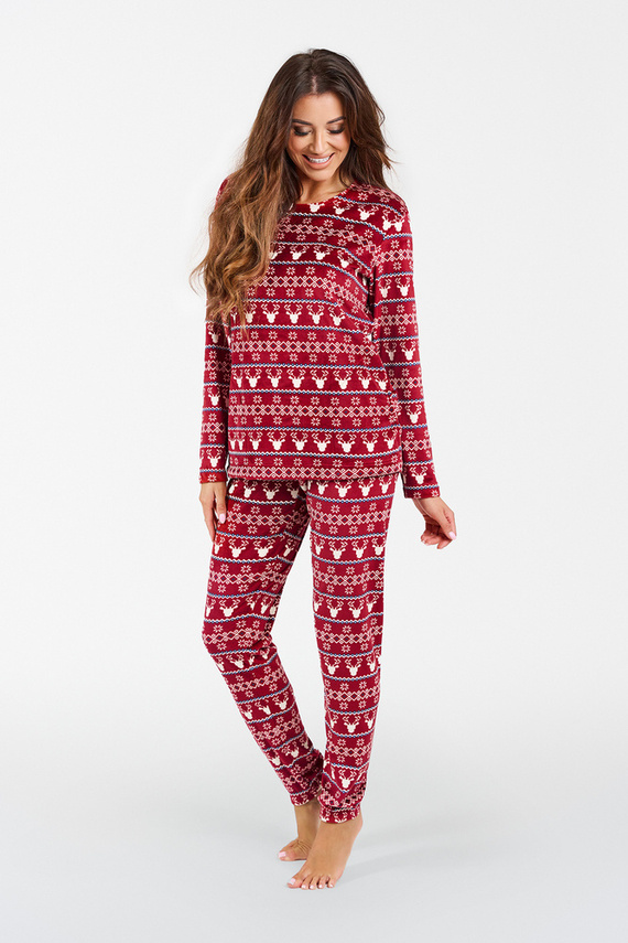Islanda Fleece Femei Set Italian Fashion - burgundy print