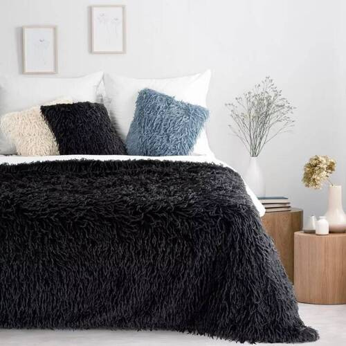 Pătură Adore, shaggy, blană, eurodrape, neagră