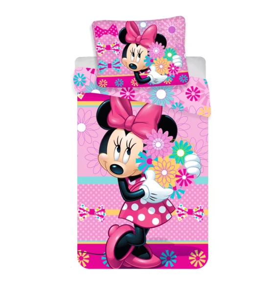 Lenjerie de pat pentru copii din bumbac Minnie Mouse de la Jerry Fabrics, roz
