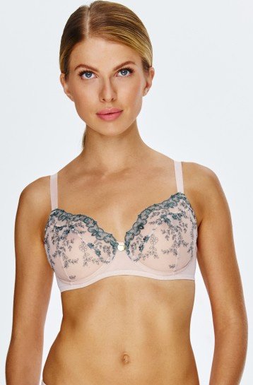 2551 Lupoline sutien moale cu bretele, cu model floral, bej