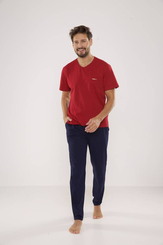 624 Kevin Forex Pijama pentru bărbați - maro - albastru marin