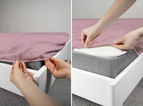 Cearșaf cu elastic din microsatin Poly Detexpol neted și practic pastel pink