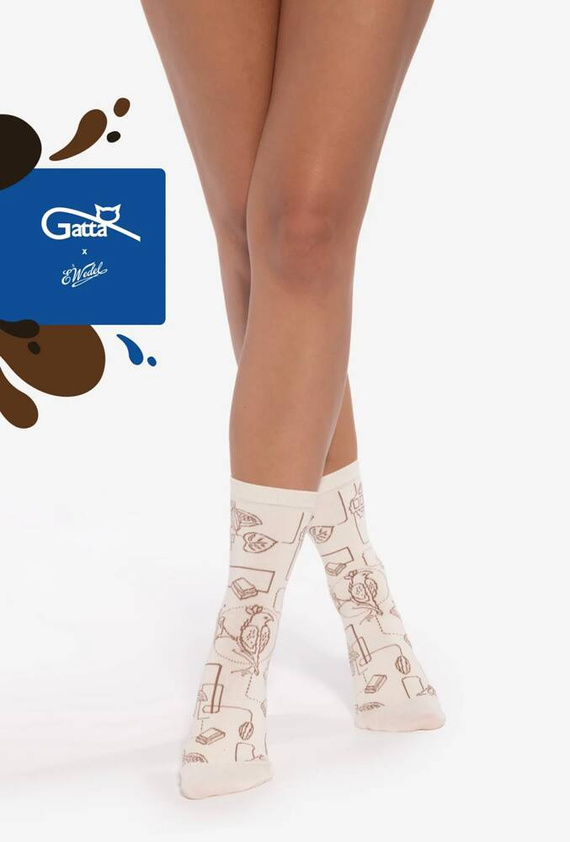 U04.WED Șosete unisex Gatta Wedel - alb choco 04/14E