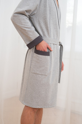 Gabriel Halat de baie pentru bărbați cu buzunare Italian Fashion- melange/graphite