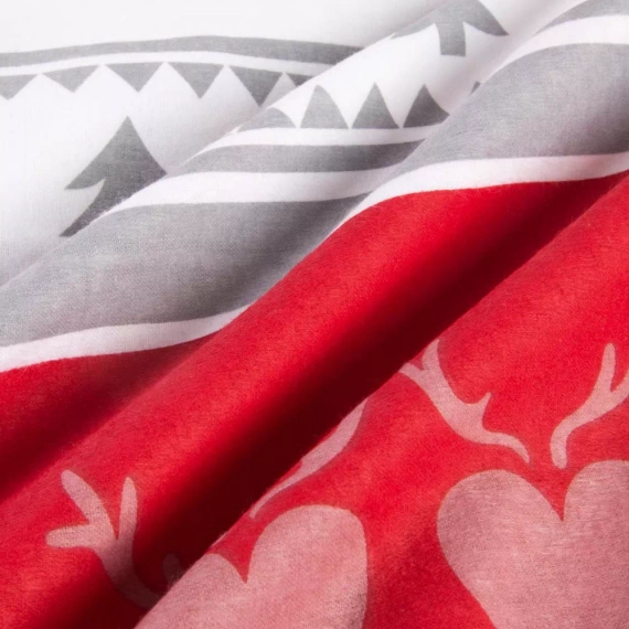 31516/1 Set de lenjerie de pat de Crăciun din flanel Flannellove Darymex gri roșu - set 100% bumbac, călduros și moale