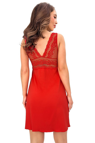Cămașă de noapte Donna Chantalle din vâscoză cu dantelă, elegantă, până la genunchi, neagră