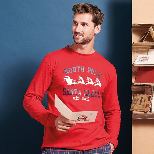 Pijamale Sorbetto pentru bărbați Gioew, roșii - festive, în carouri, confortabile și elegante