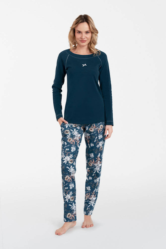 Hariet Pijama de damă cu mâneci lungi, pantaloni lungi Italian Fashion- marine/print