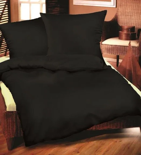 Lenjerie de pat din bumbac într-o singură culoare. Lenjerie de pat neagră suplimentară