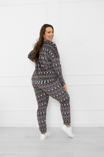 Set pentru femei Navara - set de fleece în model de Crăciun cu reni Italian Fashion - grafit