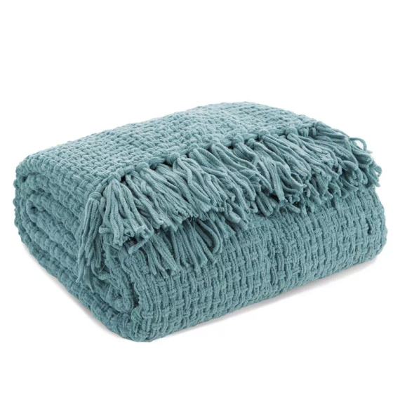Suzi Cuvertură de pat țesută cu franjuri, eurodrape, mentă