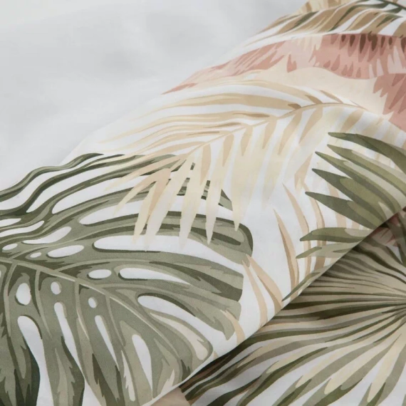 Spring 29 Flowers lenjerie de pat satin Euro perdele alb/verde