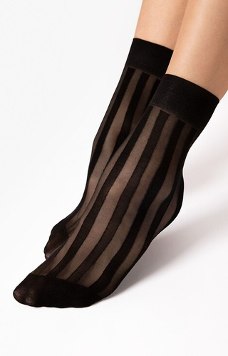 Șosete de damă G 1194 Vibe Fiore negre 20 denier - model cu dungi, elegante