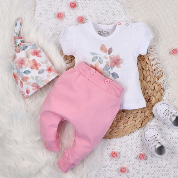 ABN-5422 Flori colorate Bluză din bumbac organic Nini alb