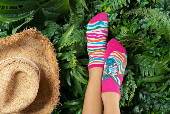 S118S Zebra Șosete picioare Italian Fashion - imprimare amarant