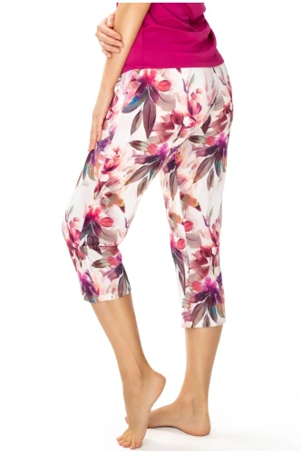 86660 Pantaloni scurți de pijama Larisa 7/8 Pescăruș cu imprimeu floral