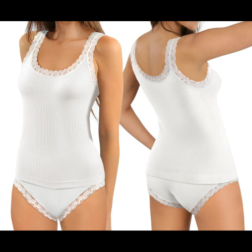 Maieu damă Sesto Senso 6109 dantelă fără cusături elastic confort white