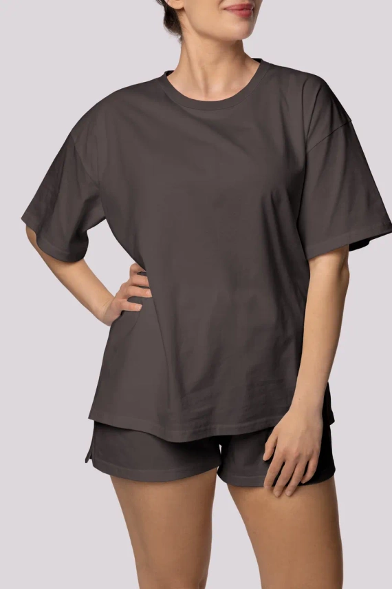Pijamale de damă Mona Bliss cu mânecă scurtă, grafit