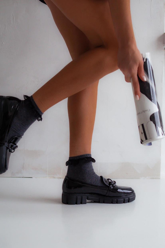 0897 Ciorapi dama Milena cu dantela - melange inchis