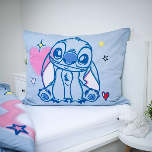 Lenjerie de pat din bumbac 140x200 Lilo and Stitch albastră 70x90 Jerry Fabrics