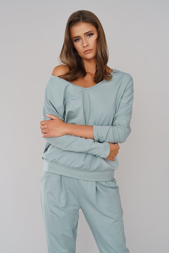 Karina Ladies set cu mânecă lungă, pantaloni Italian Fashion - albastru pudră 