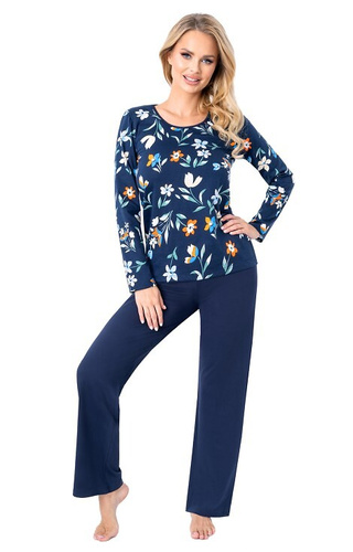Caroline Long Donna – pijamale de damă din bumbac cu imprimeu floral, mâneci lungi și pantaloni