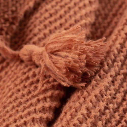 Plaid 1 Cuvertură de pat cu franjuri, Europerdele, roșu cărămiziu