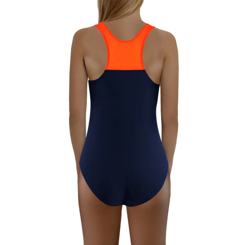 Costum de baie pentru fete Sesto Senso, bleumarin și portocaliu