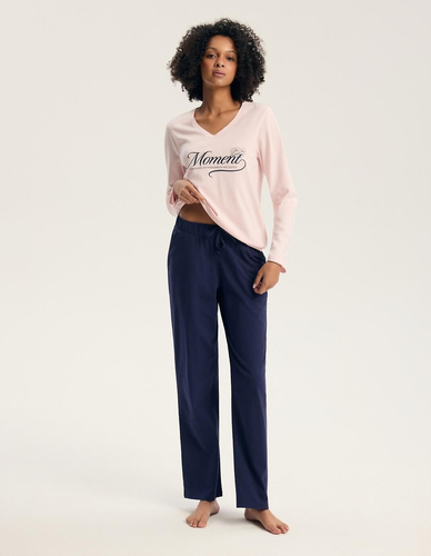 Henderson 46114 Gianna Pijamale damă roz, mânecă lungă, 100% bumbac