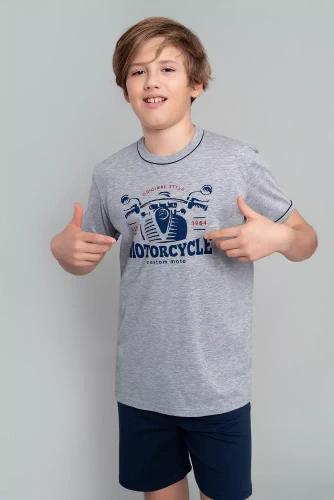 Gibson Boys' pijamale cu mânecă scurtă, pantaloni Italian Fashion- melange