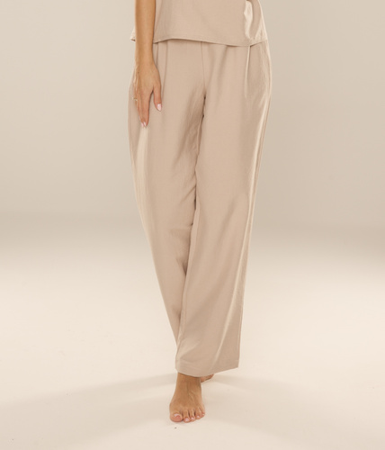 Maeve 875 De Lafense pantaloni de pijama pentru femei - lungi, uni, cu buzunare - nisip