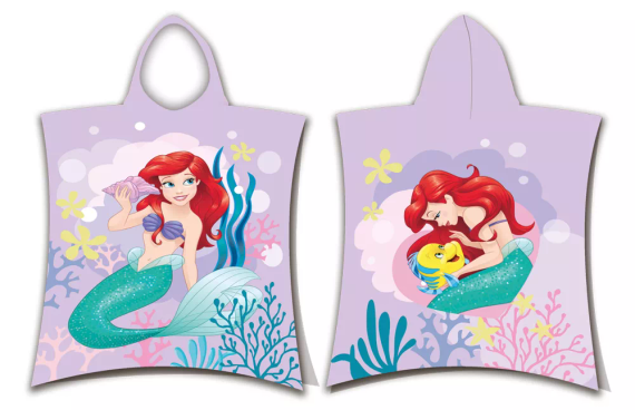Poncho pentru copii Ariel Mermaid roz Prosop cu glugă Disney Jf24 Pentru piscină, plajă, baie Jerry Fabrics