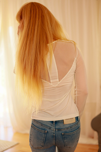 Bluză de damă Fargo Mirale - microfibră, mâneci și spate transparente, mânecă lungă - ecru