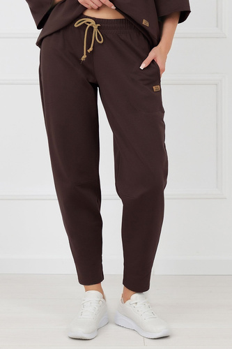 Pantaloni de trening Kaori Italian Fashion din bumbac, maro
