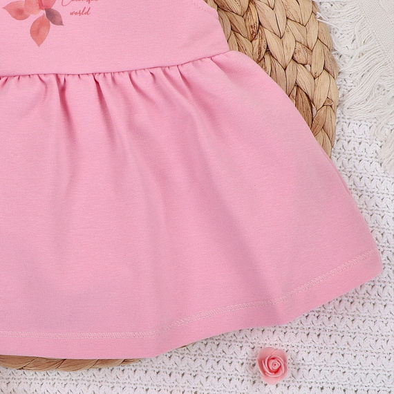 ABN-5427 Flori colorate Rochie din bumbac organic Nini roz