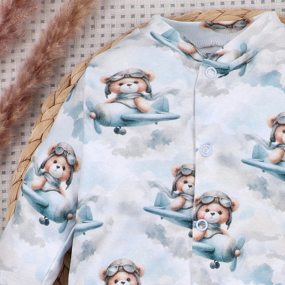 NINI BABY BEAR PILOT salopetă pentru bebeluși din bumbac organic ABN-5747/PIL