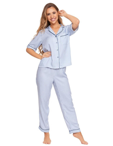 PDD7200-001 Pijama dama Moraj cu maneca scurta - albastra