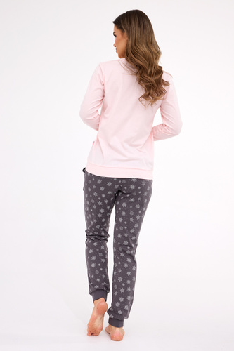 163/461 Pijamale pentru femei Snow Cornette, roz - bumbac, mâneci lungi | Confort și stil de iarnă