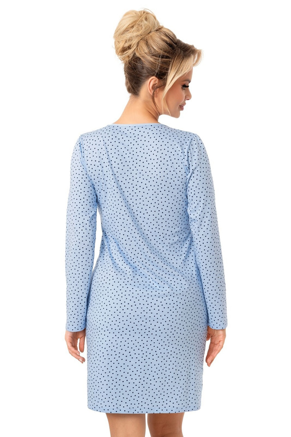 Cămașă de noapte Donna Star albastră – bumbac, mâneci lungi, ambalată într-o pungă de plastic