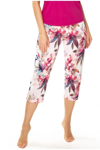 86660 Pantaloni scurți de pijama Larisa 7/8 Pescăruș cu imprimeu floral