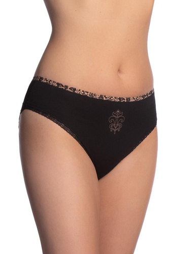 Lama L-1604 BI Chiloți damă bikini din bumbac, negri/bej, set 2 buc.