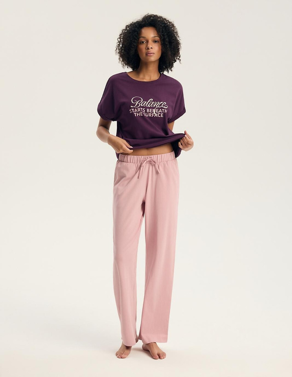 Henderson Galla 45445 Pijamale damă 100% bumbac Pantaloni lungi violet-roz prăfuit