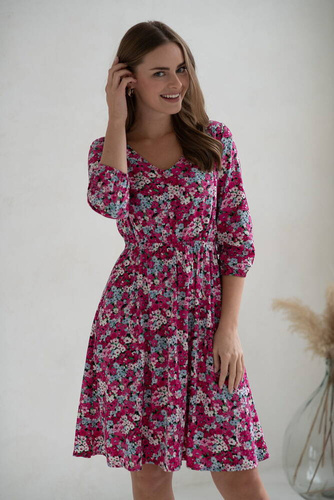 Lovely Dress Rochie midi de maternitate si alaptare cu maneci 3/4 de la Milk&Love cu flori