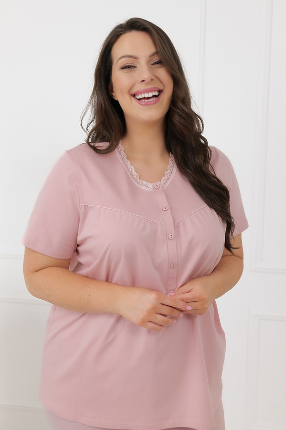 Hemaria Italian Fashion pijama damă bumbac 3/4 plus size roz